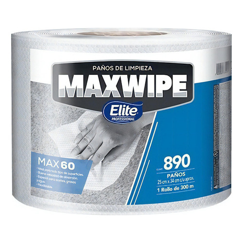 Paño De Limpieza Reutilizable Maxwipe * 890 Paños. Max60 Color Blanco