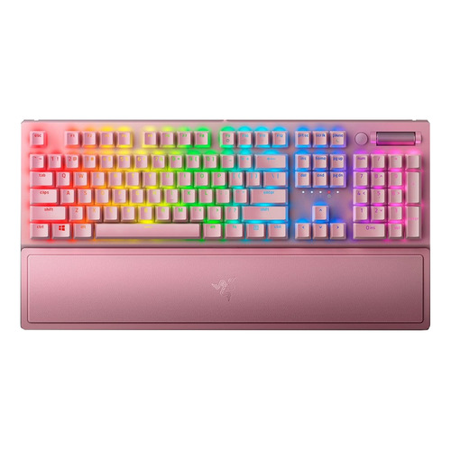 Teclado gamer Razer Black Widow BlackWidow V3 QWERTY inglés US color rosa cuarzo con luz RGB