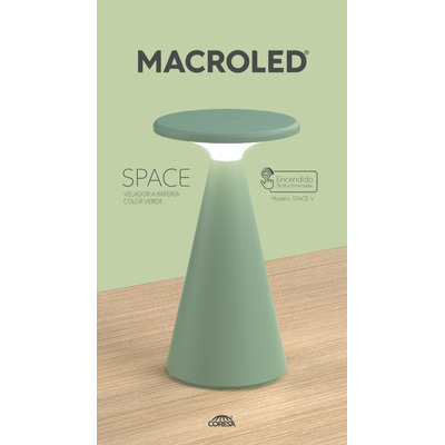 Velador De Mesa Space Verde Inalámbrica Led Mc