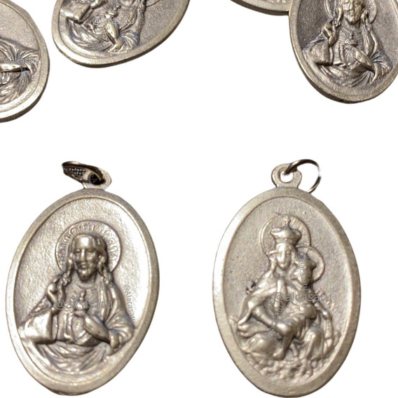 10 Medallas Escapulario Virgen Carmen Y Sagrado Jesus (italy