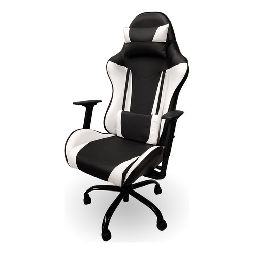 Silla de escritorio MRB DG gamer pro basic  negra y blanca con tapizado de cuero sintético