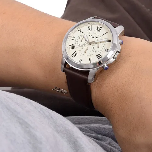 Reloj Fossil Grant FS4735 0bn para hombre plateado cuero