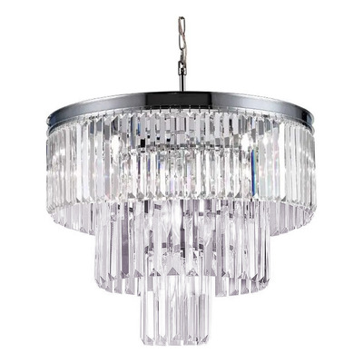Lampara Colgante Cristal 40cm 3 Pisos Cromo 5 Luces E14 Dx