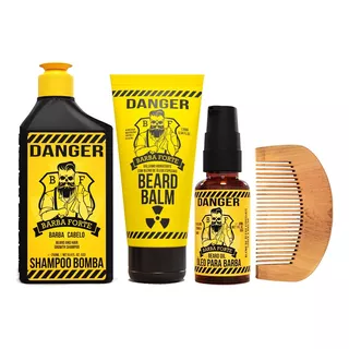 Barba Forte Kit Danger Shampoo+balm+óleo 30ml + Brinde!
