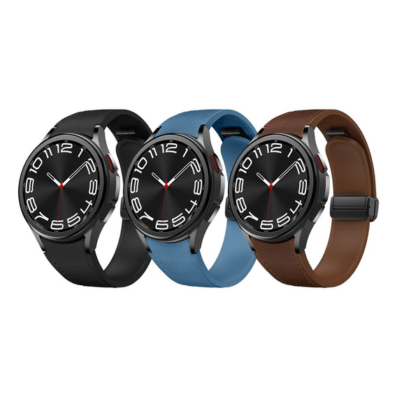 3 Correas 20mm Cuero Para Samsung Galaxy Watch 6 4 Classic 5