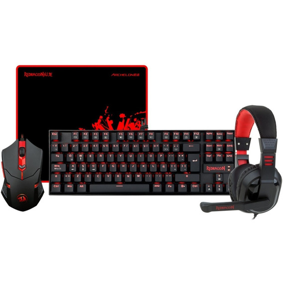 Combo Gamer Retrouliminado Mouse Teclado Redragon K552 Bb Sp Color Del Mouse Negro Color Del Teclado Negro