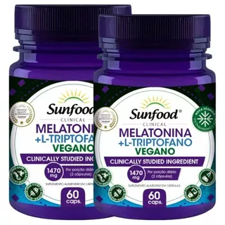 Kit 2 Melatonina L-triptofano Vegano 1470mcg 60 Caps Sunfood