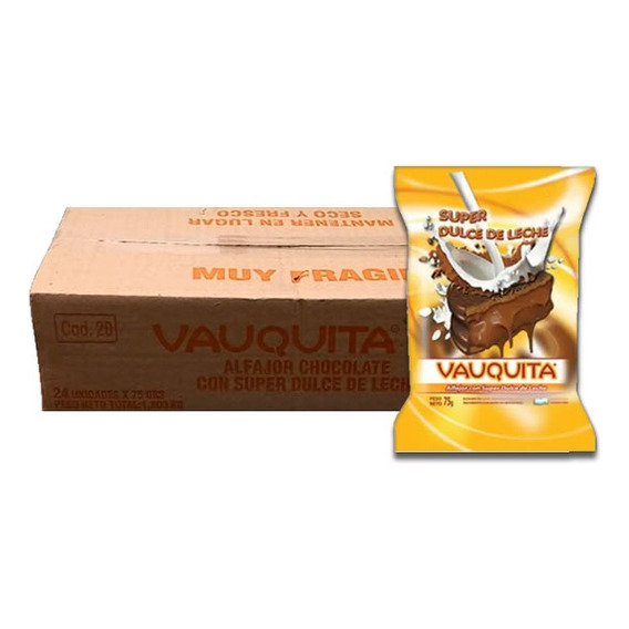 Vauquita alfajor super dulce de leche 72g caja 24un