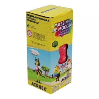 2x Massa Modelagem Plastilina Acrilex 507 Vermelho 500g-1kg