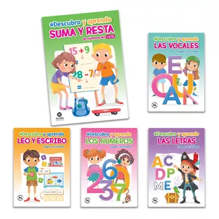 Pack De 5 Libros Didácticos Para Niños Letras Números 