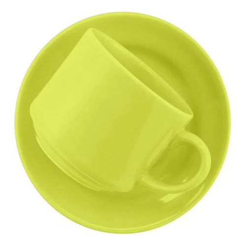 Set X6 Taza De Té Con Plato Biona Donna De Cerámica Color Verde