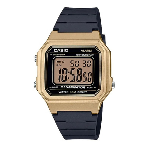 Reloj Casio W-217hm-9a Hombre Color de la malla Negro Color del bisel Dorado Color del fondo Negro
