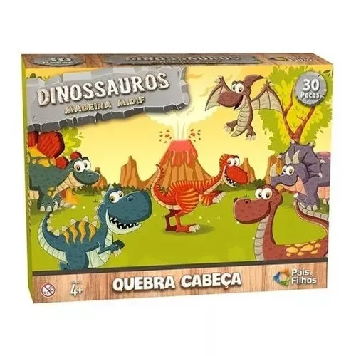 Kit 10 Quebra Cabeça Infantil - Era dos Dinossauros - 60 Peças