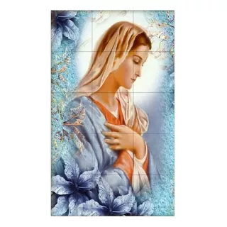 Quadros Decorativos Católico Mosaico Em Azulejo Ultra Brilho Cor Virgem Maria