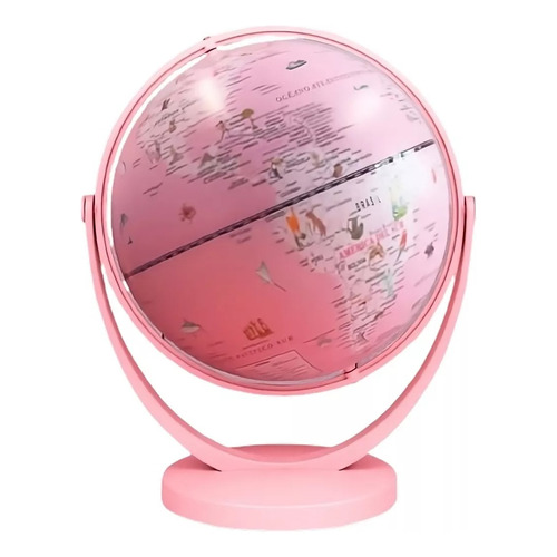 Globo Terráqueo Rosa Educativo De 30 Cm De Altura