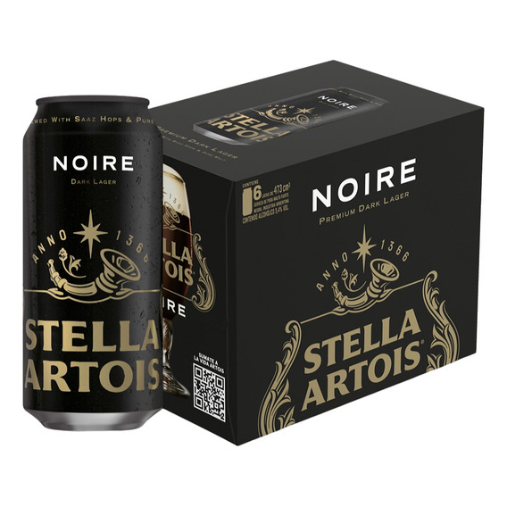 Cerveza Stella Artois Noire 473ml Pack X 6 Uni
