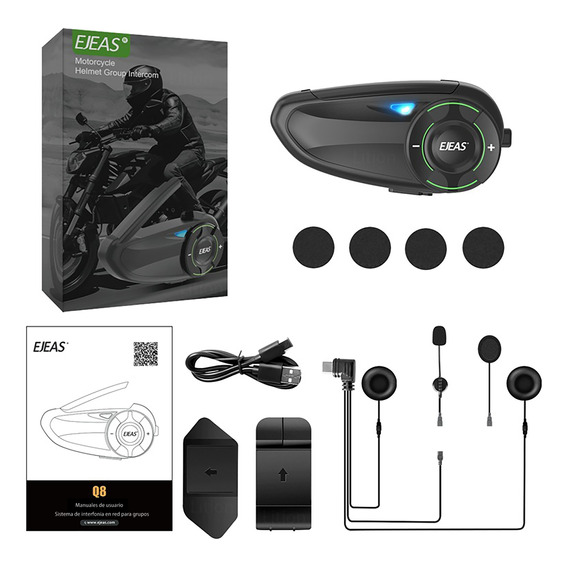 Intercomunicador Casco De Moto Ejeas Q8, 1 Pack, Ip67