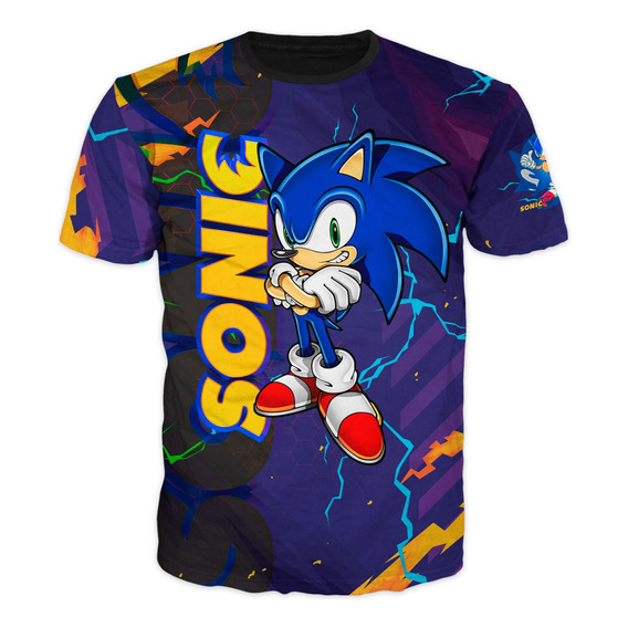 Camiseta Estampada Sonic New En Algodón Niños Adultos
