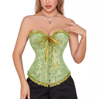 Corpete Corset Corselet Espartilho Modela Cintura Verde A M163