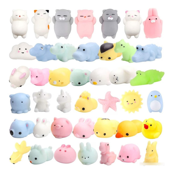 Kit 50 Pcs Mini Mochi Squishy Squeeze Toy Fidget Toy