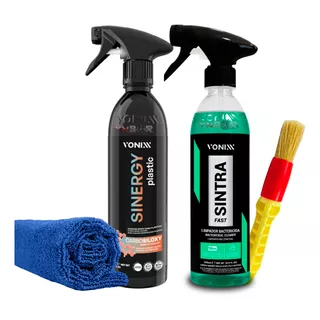 Sinergy Plastic Coating Spray Protetor Kit Limpeza Vonixx Cor Preto