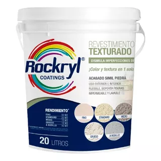 Revestimiento Texturado 20 Lt Rockryl Hcca Fibrado Rodilo Fu