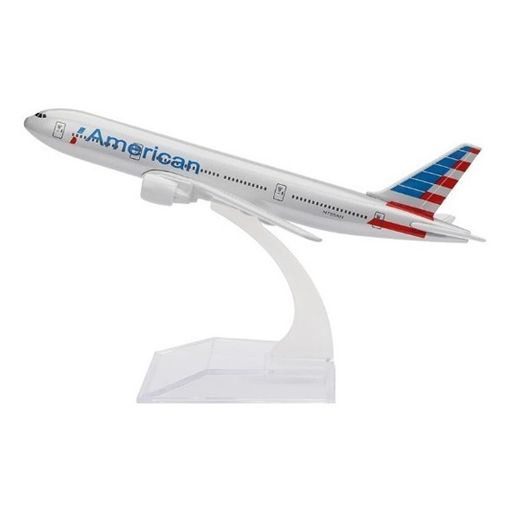 Avión American B777 Escala 1:400 Metálico Con Base Juguete