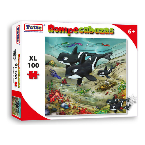 Rompecabezas Totte Familia De Orcas 100 Piezas Extra Grandes