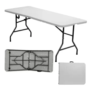 Mesa Dobrável Portátil Vira Maleta Estudo Trabalho 183x76cm Cor Branco