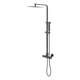 Ducha Coluna De Inox Quadrada 25 Cm (preta Fosca)