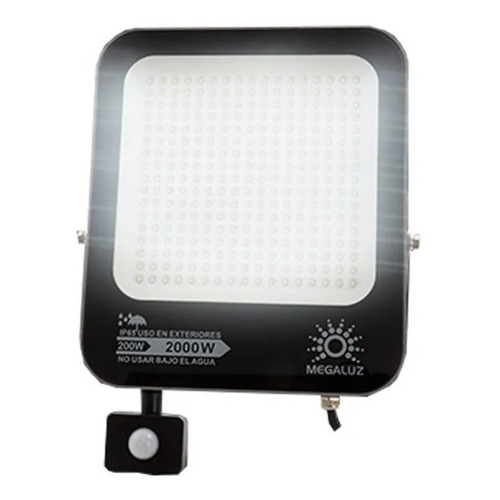 Reflector Profesional 200w Sensor Movimiento Ilumina 2000w Color de la carcasa Gris