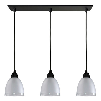 Colgante 3 Luces Vidrio Borde Transparente Negro Apto Led