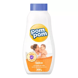 Talco Pom Pom Amido De Milho Em Frasco 200 G