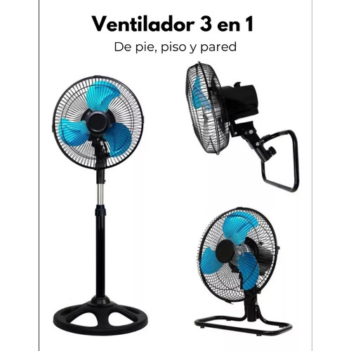 Ventilador 3 Velocidades 18 Pulgadas Pedestal Aspas Metal Color De La Estructura Plataynegro Color De Las Aspas Metal Diámetro 50 Cm