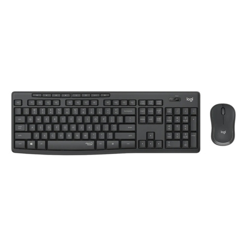 Kit de teclado y mouse inalámbrico Logitech MK295 Español Latinoamérica de color negro