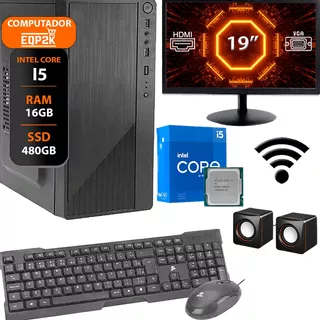Computador Completo Core I5 16gb Ssd 480gb 10 Pro Monitor 19