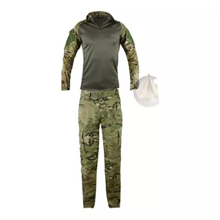 Farda Combat Tshirt Camisa + Calça Camuflada Airsoft Blusa