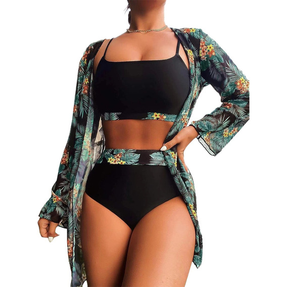 Traje De Baño Bikini Para Mujer 3pzs Conjunto De Bikini Baña