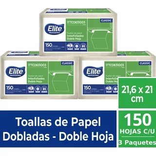 Toalla De Mano Interfoliadas 3 Paquetes Hoja Doble