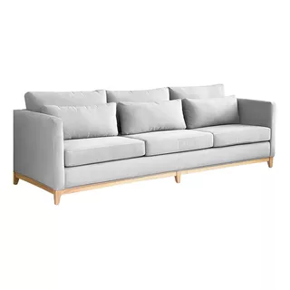 Sofá Sillon Paraiso 3 Cuerpos De Pana Premium Patas Madera Color Gris