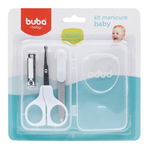 Kit de cuidado para bebés, estuche de manicura, tijeras, papel de lija y cortador, color blanco