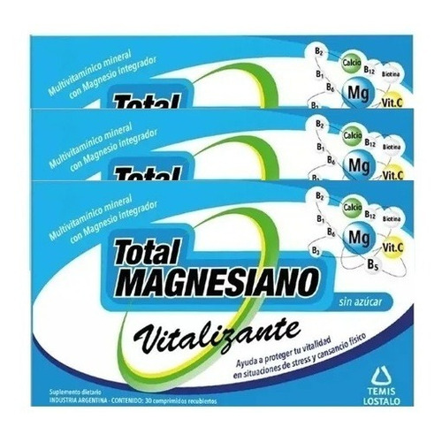 Suplemento en comprimidos Total Magnesiano  Total Magnesiano Vitalizante en caja 3 un pack x 30 u