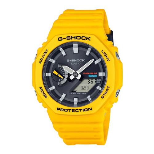 Reloj pulsera Casio G-Shock GA-B2100C-9ADR, analógico-digital, para hombre, fondo negro, con correa de resina color amarillo, bisel color amarillo y hebilla simple