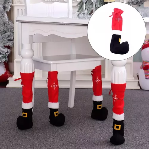 4x Calcetines Navideños Para Silla De Papá Noel, Cubrepiés Color 4 Style