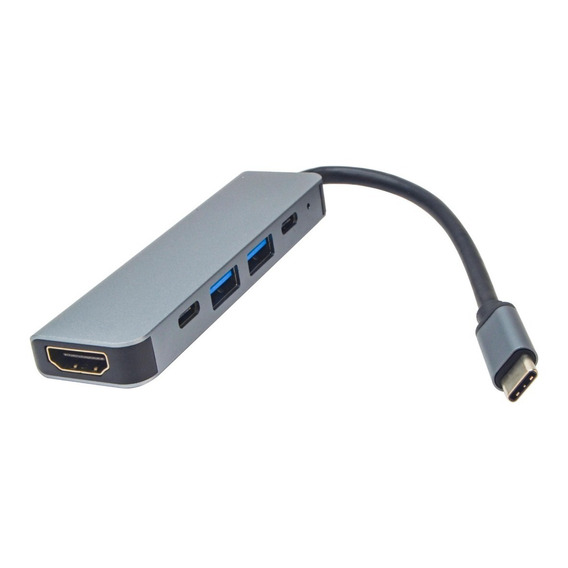 Adaptador Usb-c 5 En 1 Hdmi 4k Usb 3.0 Lector Tarjetas Hub