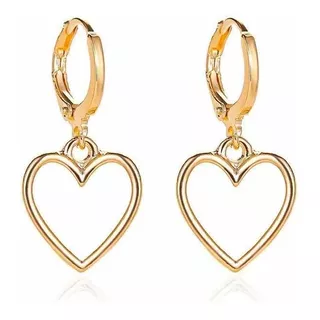 Aretes De Oro 18k Lam + Regalo Novia Amor Corazón Mujer Moda