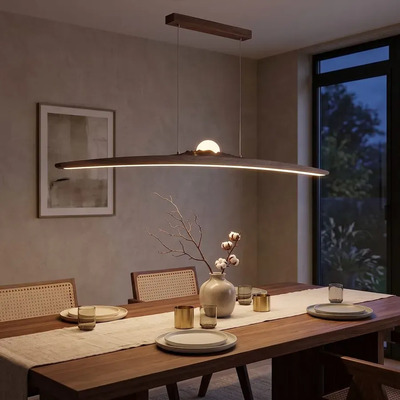 Colgante Lineal Moderno Led Duna Madera 120cm 30w Calido Madera