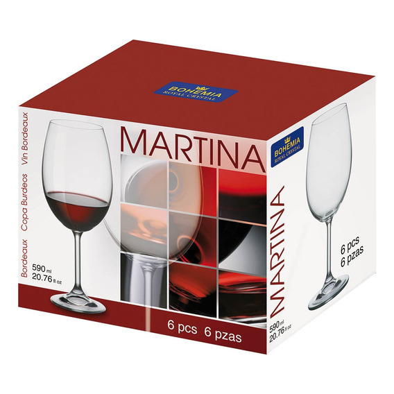 Set X 6 Copa Cristal Agua Vino Bohemia Martina 590 Ml