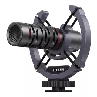 Microfone Shotgun Externo Para Celulares E Câmeras - Telesin Cor Preto