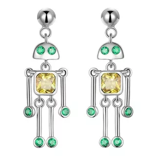 Aretes Plata Esterlina Robot Krasha Para Dama Clkfsgu55